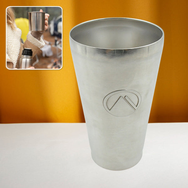 Stainless Steel Vacuum Insulated Travel Mug/ Glass Reusable Water Glass/Serving Unbreakable Drinking Glasses Plain Design for Everyday Use Drinks Water, Tea Mug, Outdoor, Home, Office (1 Pc)