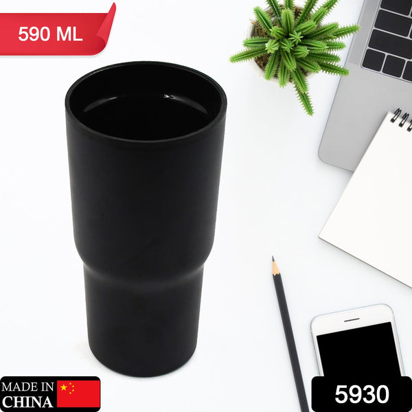 Double-walled travel mug for keeping drinks hot or cold.