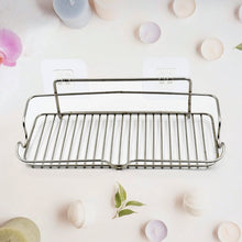 Stainless Steel Kitchen Bathroom Shower Shelf Storage Suction Basket Rack With 2 Hook (1 Pc)