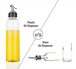 1-liter oil bottle, transparent plastic, with easy-to-use spout.