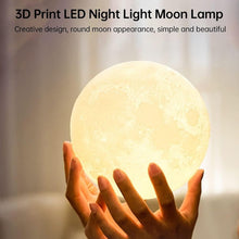 Moon lamp with a wooden stand, ideal for home décor and gifting.