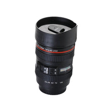 Camera lens shaped coffee mug with lid