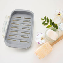 Soap dish with adhesive sticker, water-draining soap holder