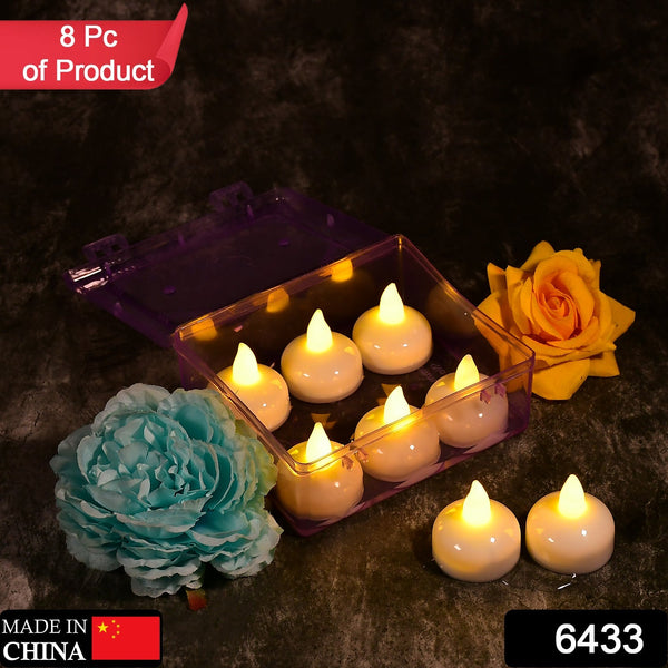 Battery-operated floating tea lights in transparent box