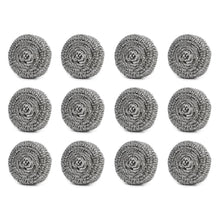 Round stainless steel scrubbers, perfect for tough cleaning, pack of 12.