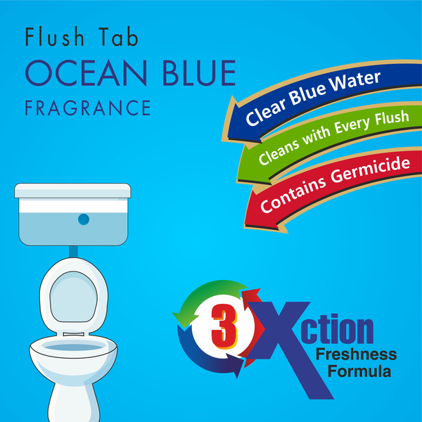 Ocean blue flush tab for toilet cleaning, 50 grams.