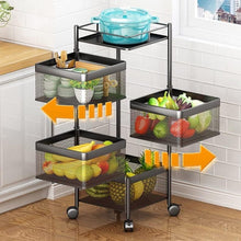 Metal High Quality Kitchen Trolley Kitchen Organizer Items and Kitchen Accessories Items for Kitchen Rack Square Design for Fruits & Vegetable Onion Storage Kitchen Trolley with Wheels (4 Layer)