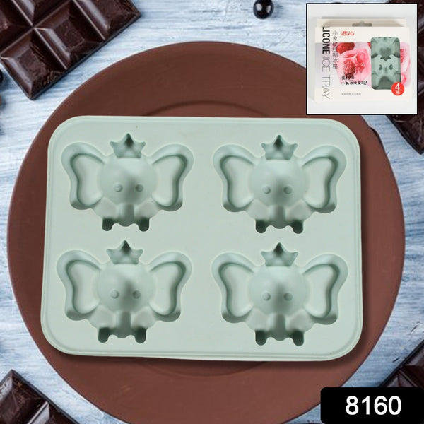 Silicone Cartoon Shape 4 Grid Ice Cube Tray Ice Cube Molds Trays Small Cubes Tray For Fridge, Flexible Silicon Ice Tray (1 pc)