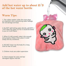 Pink Cartoon Small Hot Water Bag with Cover for Pain Relief