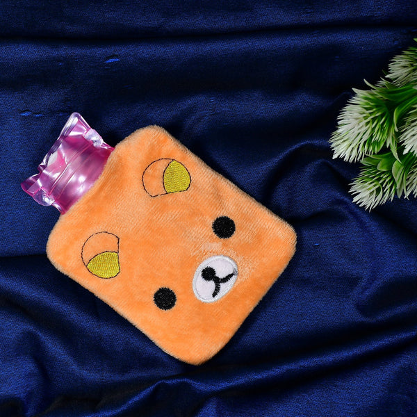 Orange panda hot water bottle for pain relief and comfort.