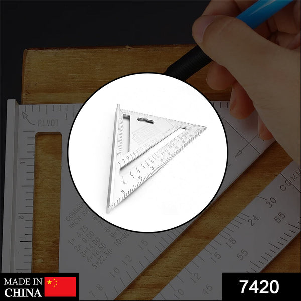 Double side scale triangle tool, precise measurements.