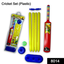 cricket bat, ball, and stumps in plastic set