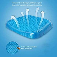 Gel seat cushion pad with ergonomic design.