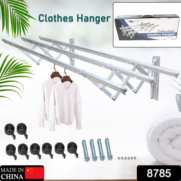 Clothes Rail Rack Clothes Drying Racks, Airer Clothes Drying Rack Wall Mounted Clotheshorse Clothes Airer Washing Cloth Line Extendable Fold Towel Rack Bar for Bathroom Indoor Outdoor