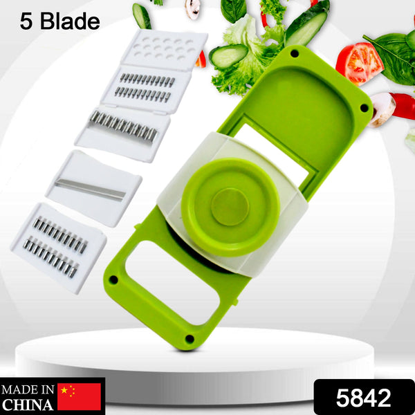 Slicer for Kitchen 5 in 1 Foldable Vegetable Slicer Blade Potato Cutter, Veggie Slicer, Onion Slicer, Julienne Grater with Protective Guards, Stainless Steel Blade